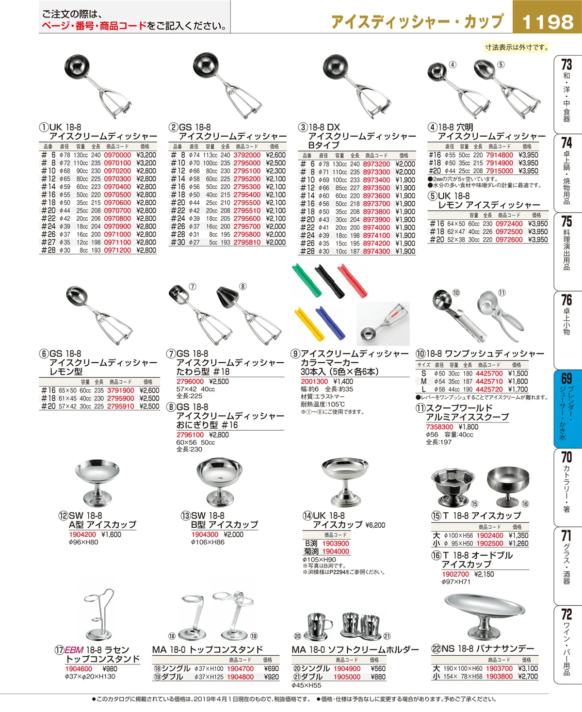 EBM業務用厨房用品カタログvol.19・ページ番号1198・ブレンダー・ジューサー・かき氷