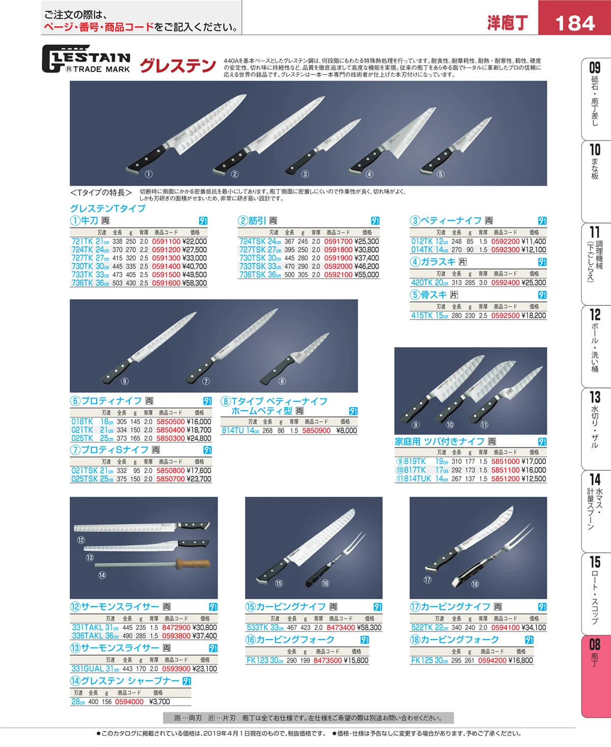 EBM業務用厨房用品カタログvol.19・ページ番号184・ホテルパン・ガストロノームパン