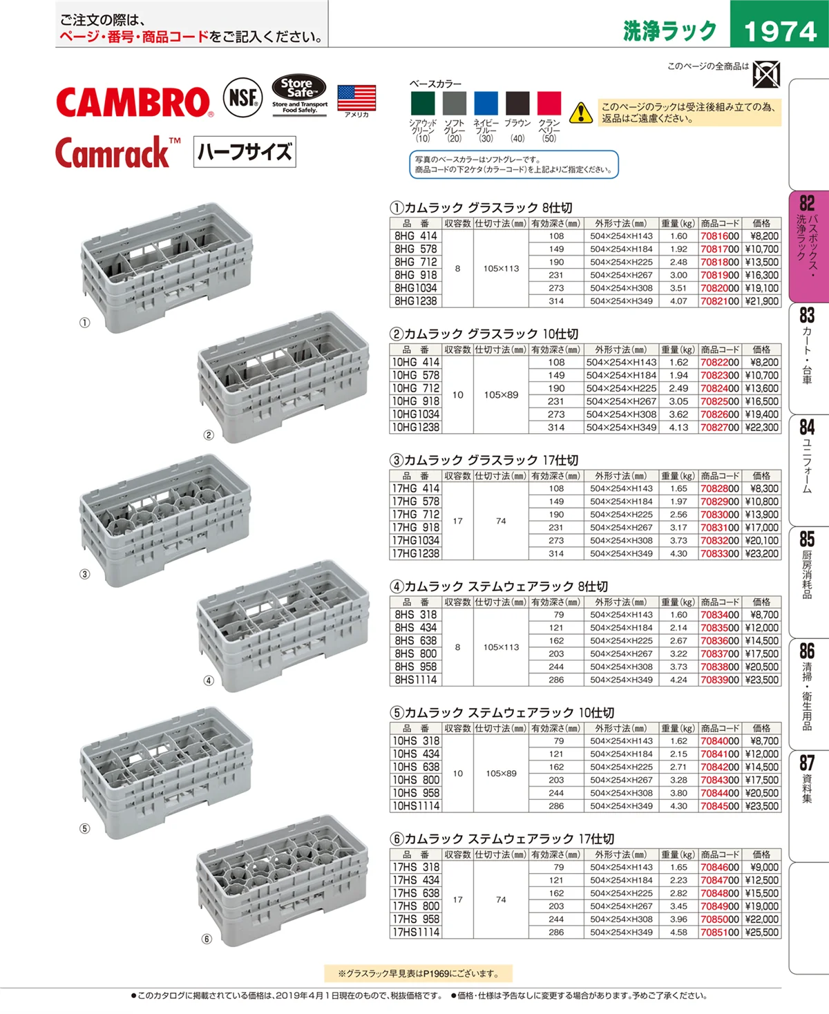 EBM業務用厨房用品カタログvol.19・ページ番号1974・バスボックス・洗浄ラック