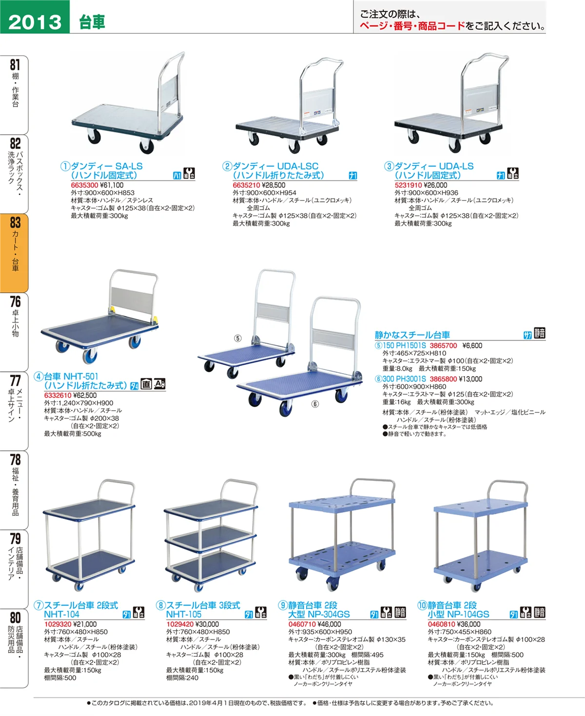EBM業務用厨房用品カタログvol.19・ページ番号2013・カート・台車