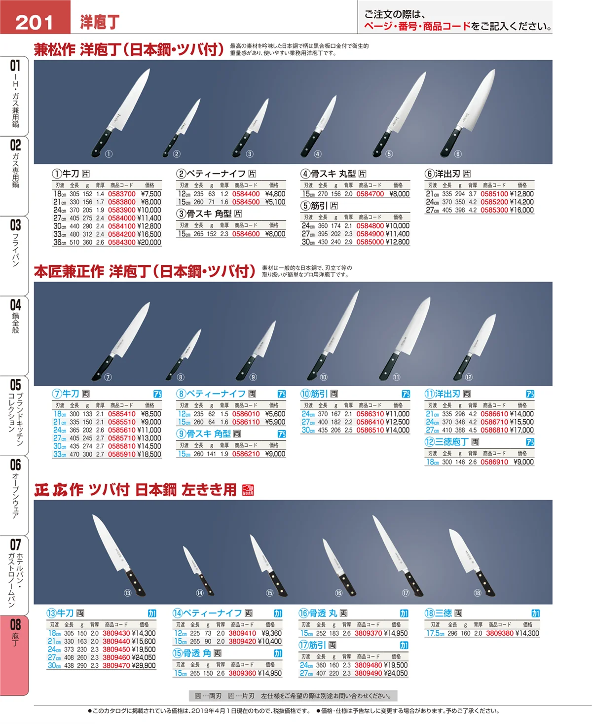 EBM業務用厨房用品カタログvol.19・ページ番号201・ホテルパン・ガストロノームパン