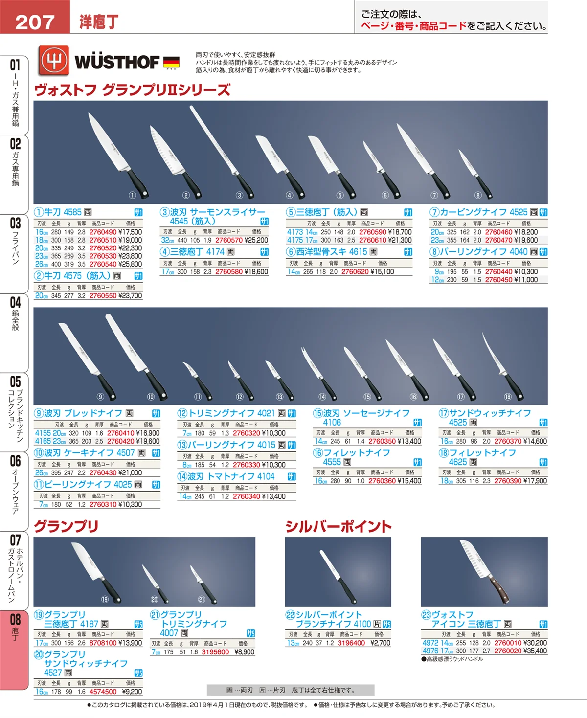 EBM業務用厨房用品カタログvol.19・ページ番号207・ホテルパン・ガストロノームパン
