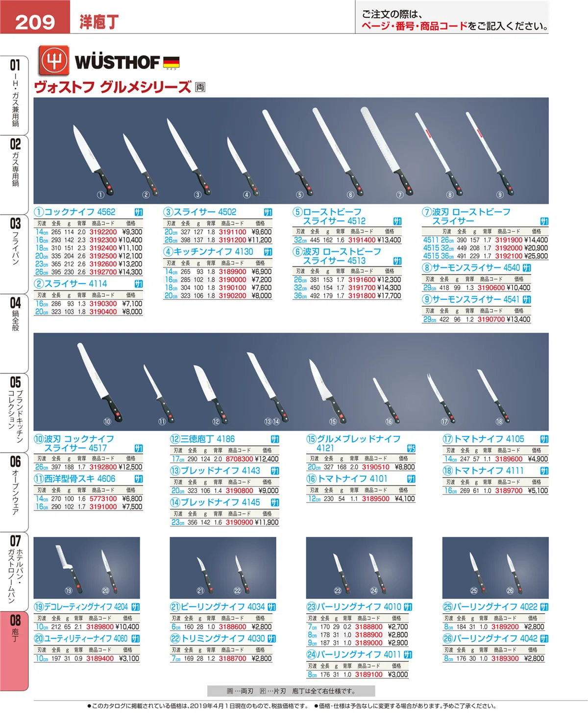 EBM業務用厨房用品カタログvol.19・ページ番号209・ホテルパン・ガストロノームパン