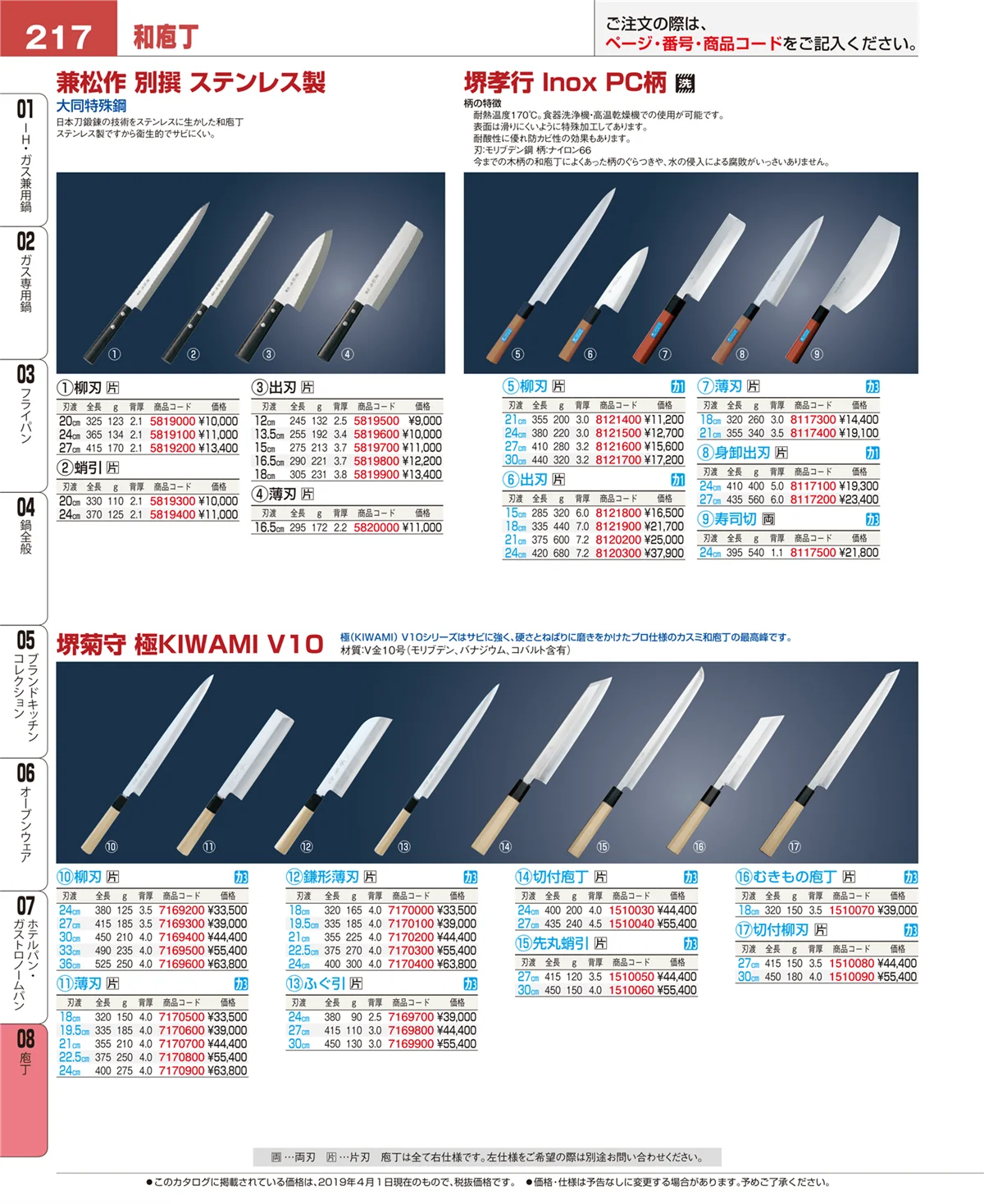 EBM業務用厨房用品カタログvol.19・ページ番号217・ホテルパン・ガストロノームパン
