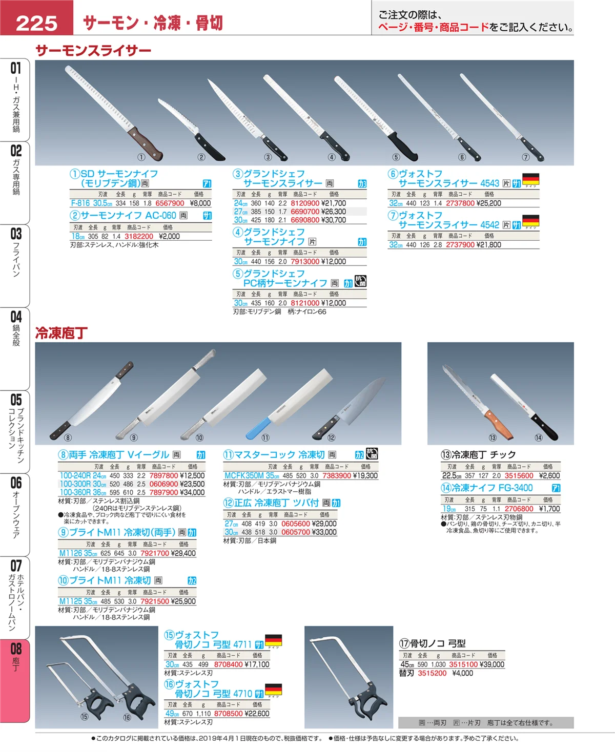 EBM業務用厨房用品カタログvol.19・ページ番号225・ホテルパン・ガストロノームパン