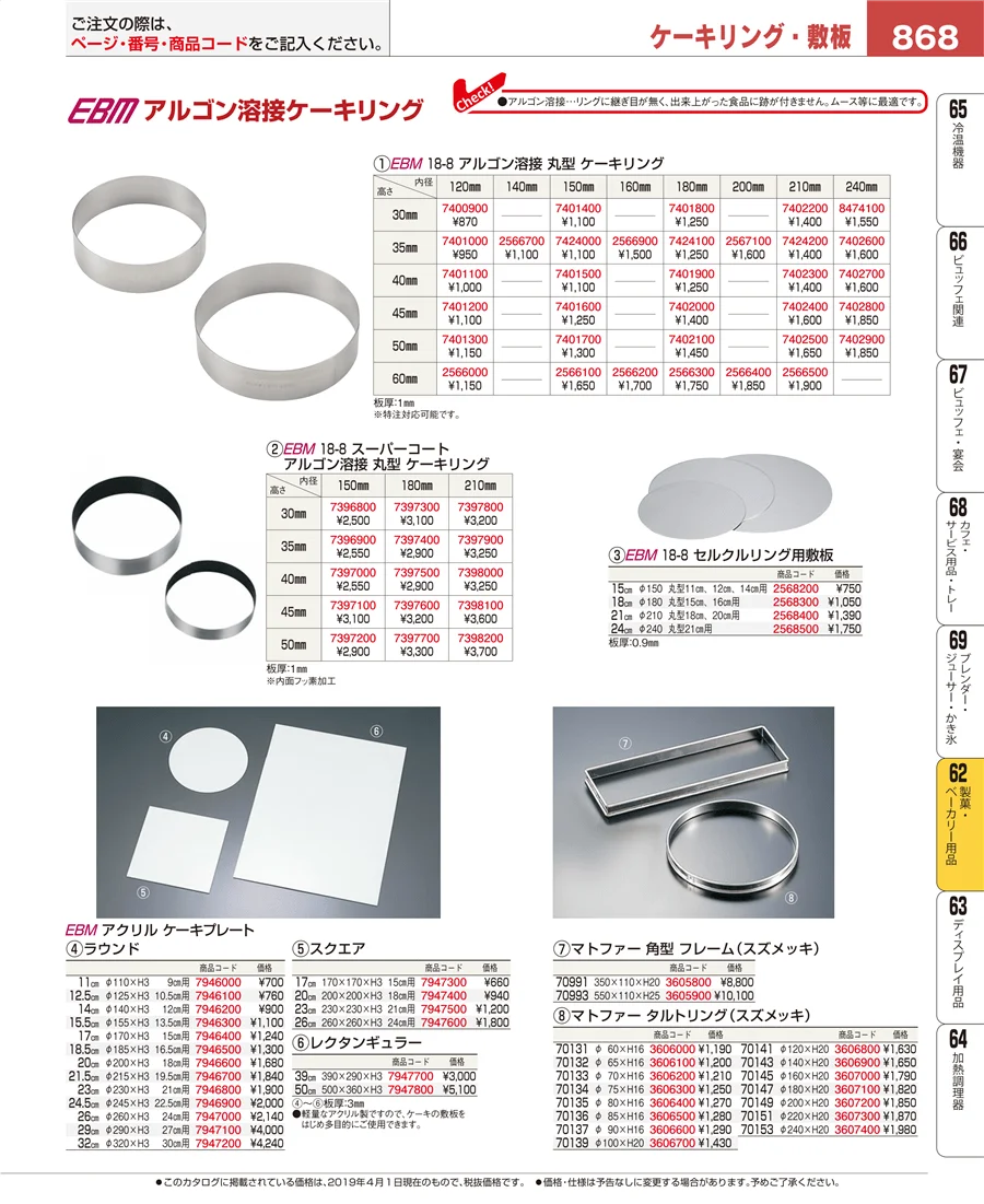 製菓・ベーカリー用品 ページ868