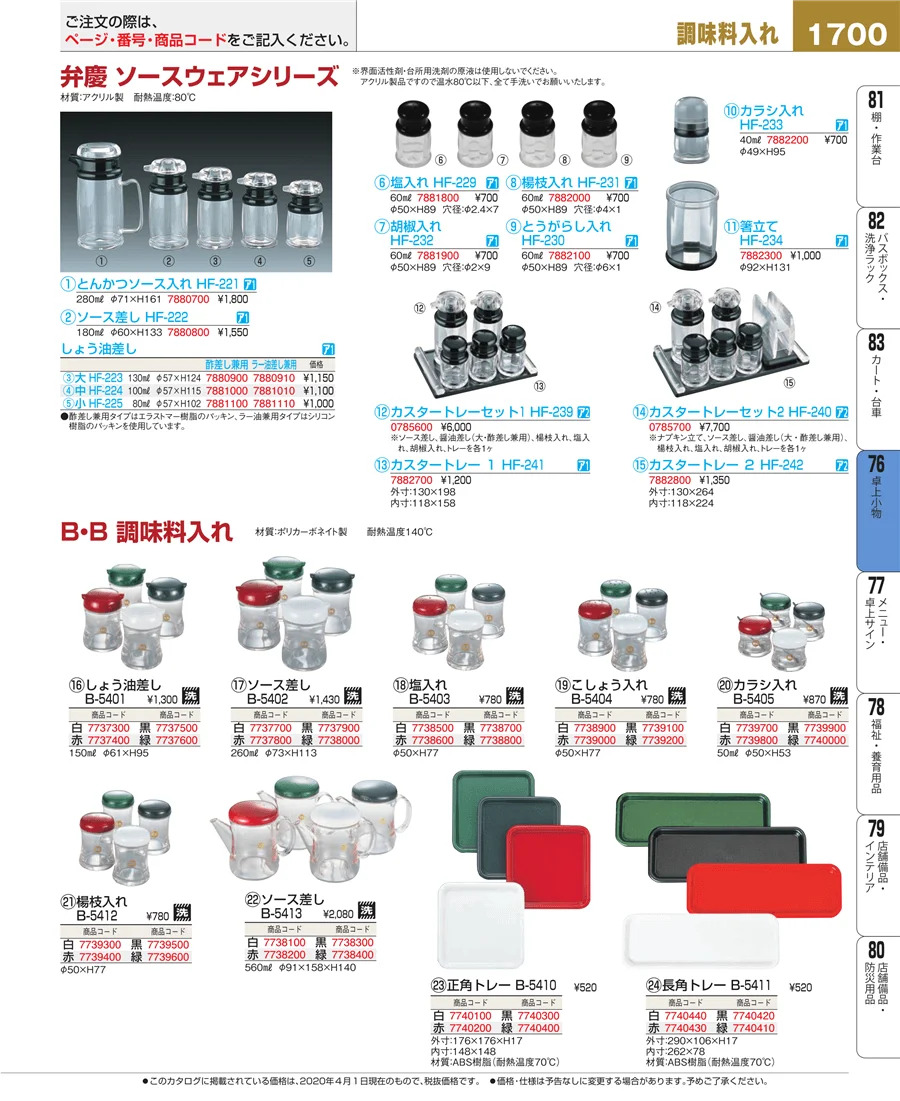 料理演出用品 ページ1700