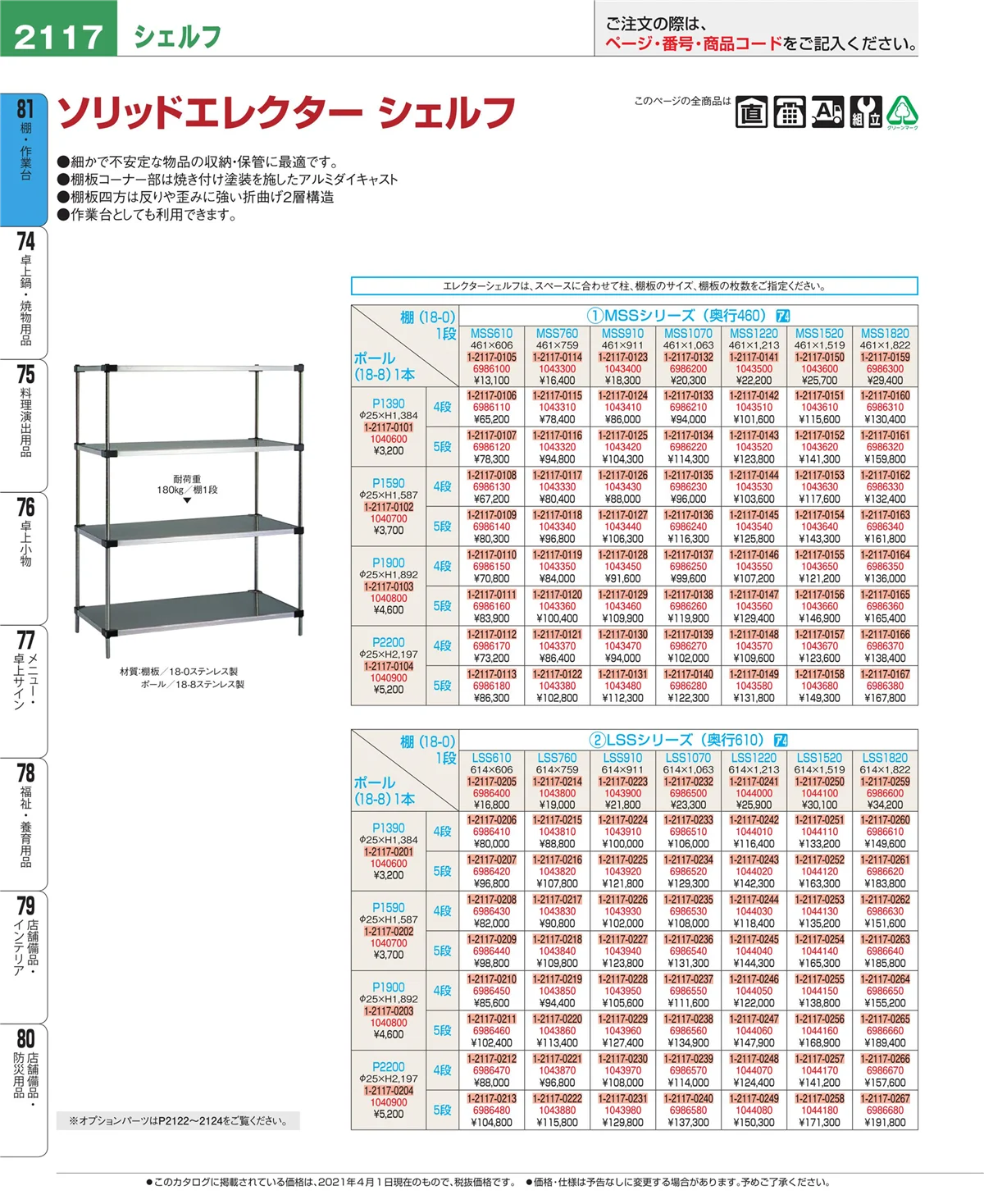 EBM業務用厨房用品カタログvol.21・ページ番号2117・店舗備品・防災用品