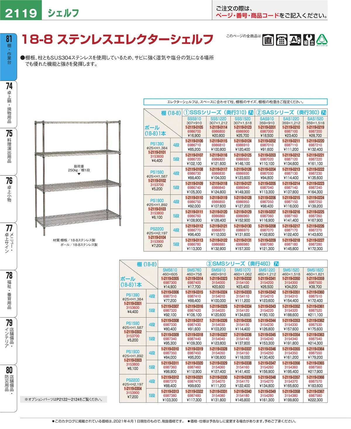 EBM業務用厨房用品カタログvol.21・ページ番号2119・店舗備品・防災用品