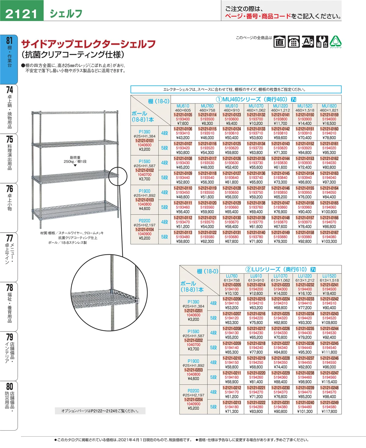 EBM業務用厨房用品カタログvol.21・ページ番号2121・店舗備品・防災用品