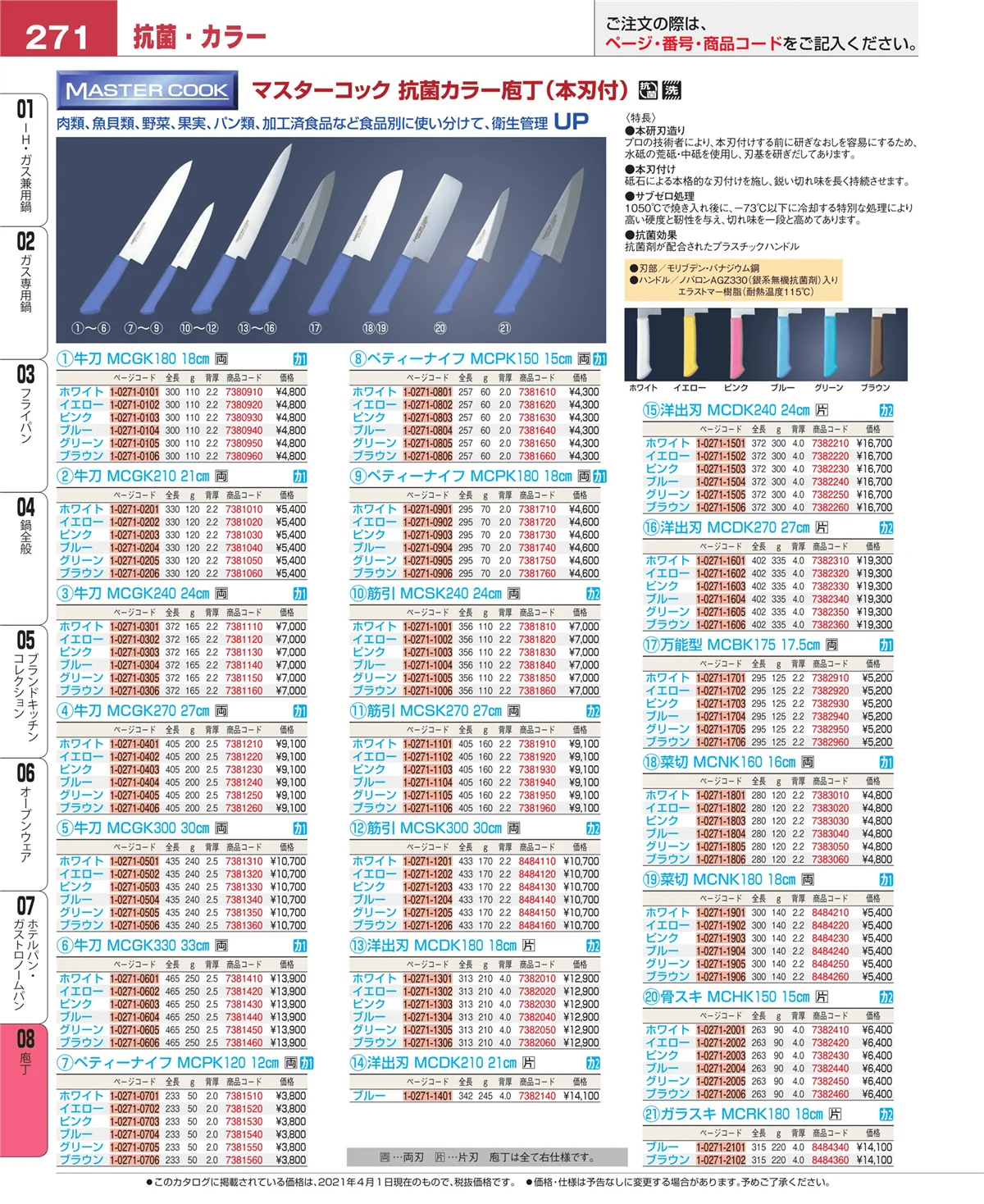 EBM業務用厨房用品カタログvol.21・ページ番号271・ホテルパン・ガストロノームパン