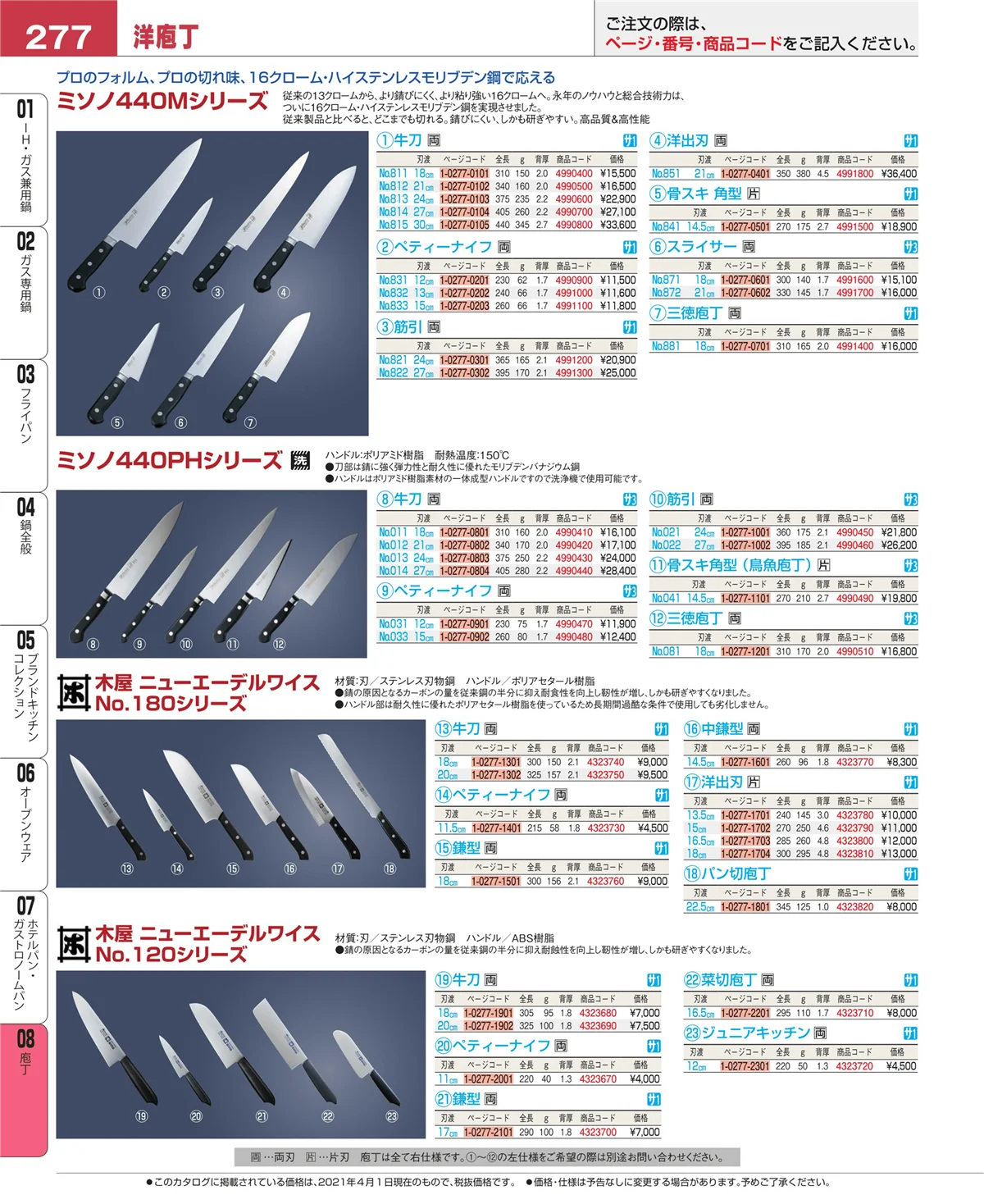 EBM業務用厨房用品カタログvol.21・ページ番号277・ホテルパン・ガストロノームパン
