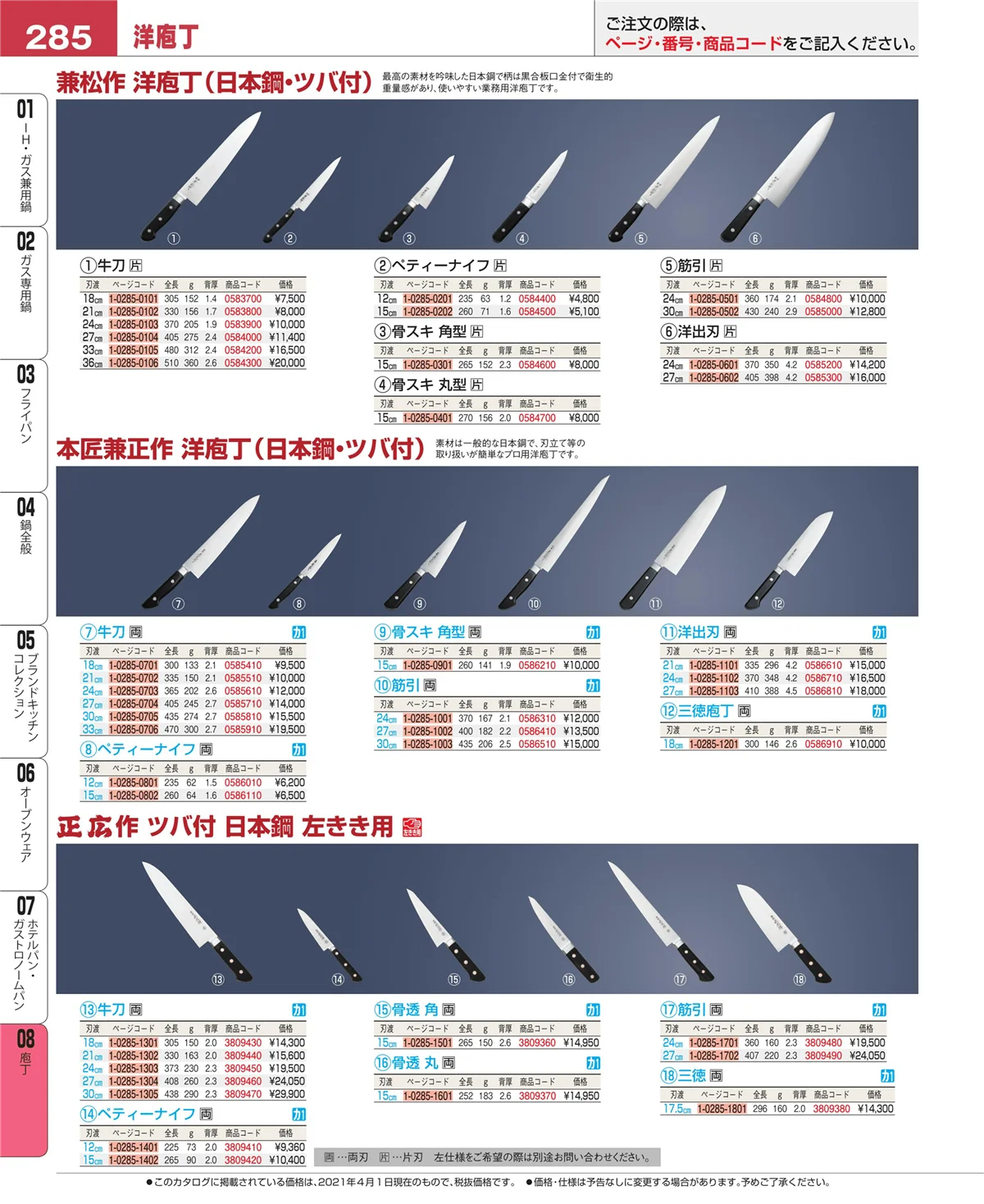 EBM業務用厨房用品カタログvol.21・ページ番号285・ホテルパン・ガストロノームパン
