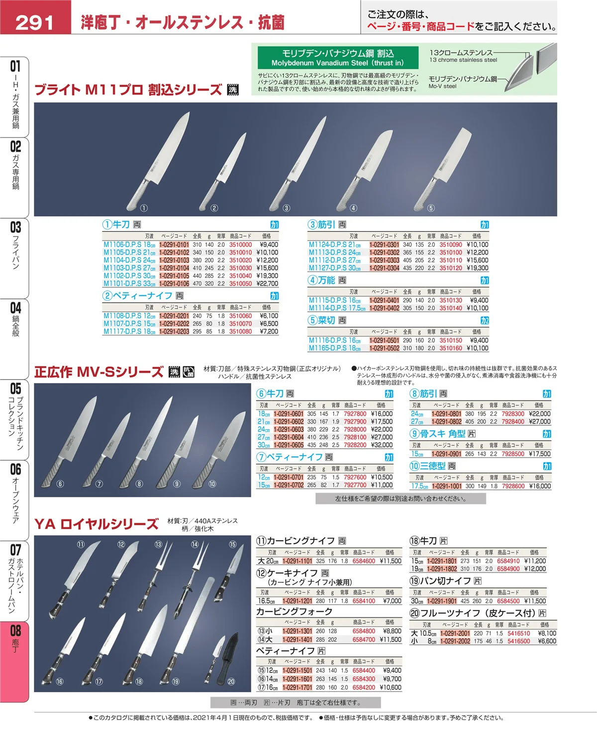 EBM業務用厨房用品カタログvol.21・ページ番号291・ホテルパン・ガストロノームパン