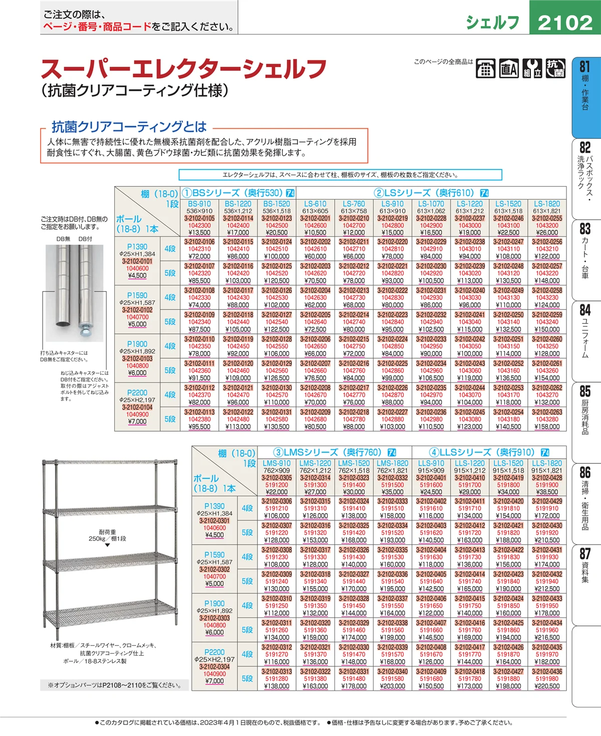 EBM業務用厨房用品カタログvol.23・ページ番号2102・店舗備品・防災用品