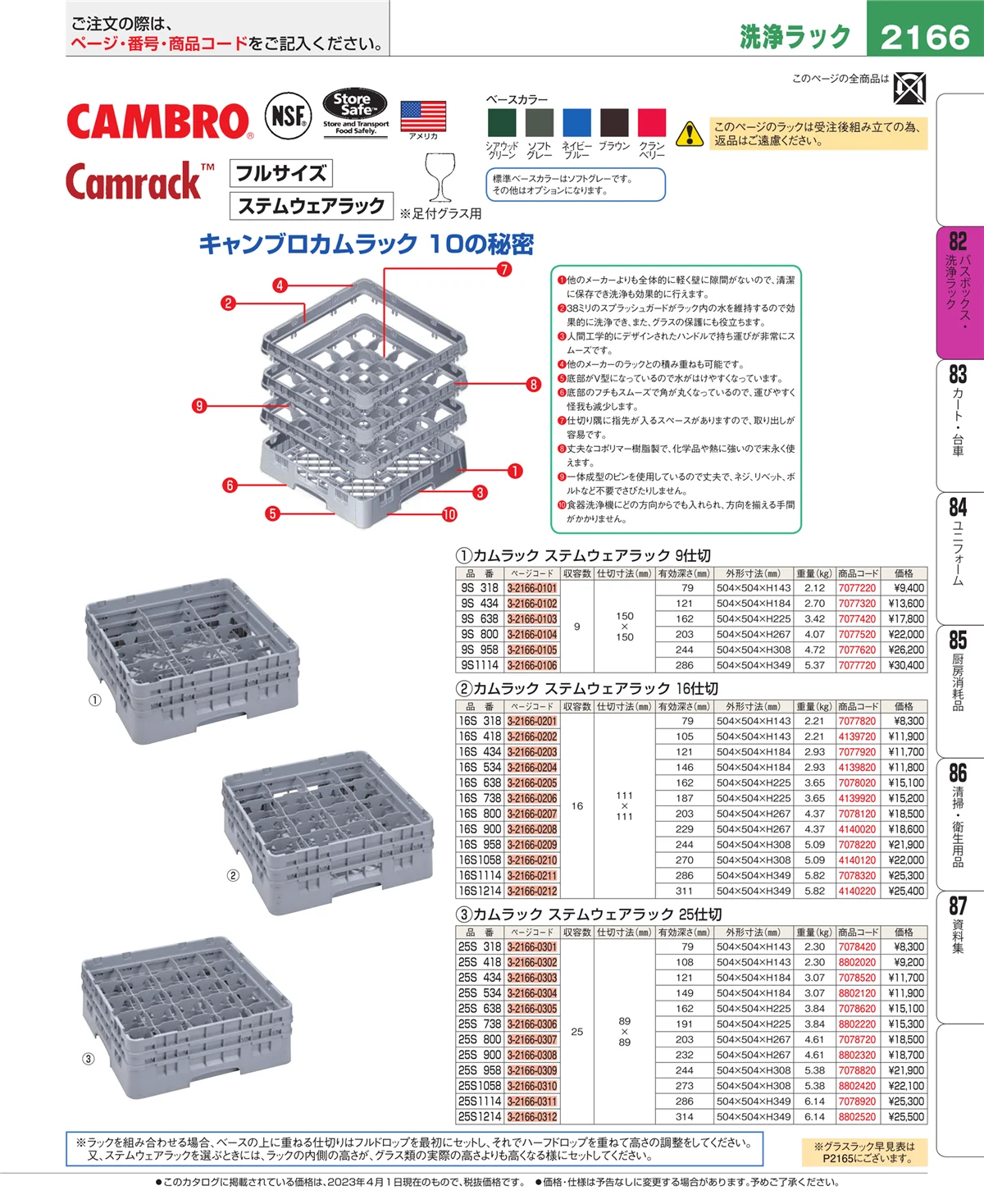EBM業務用厨房用品カタログvol.23・ページ番号2166・棚・作業台