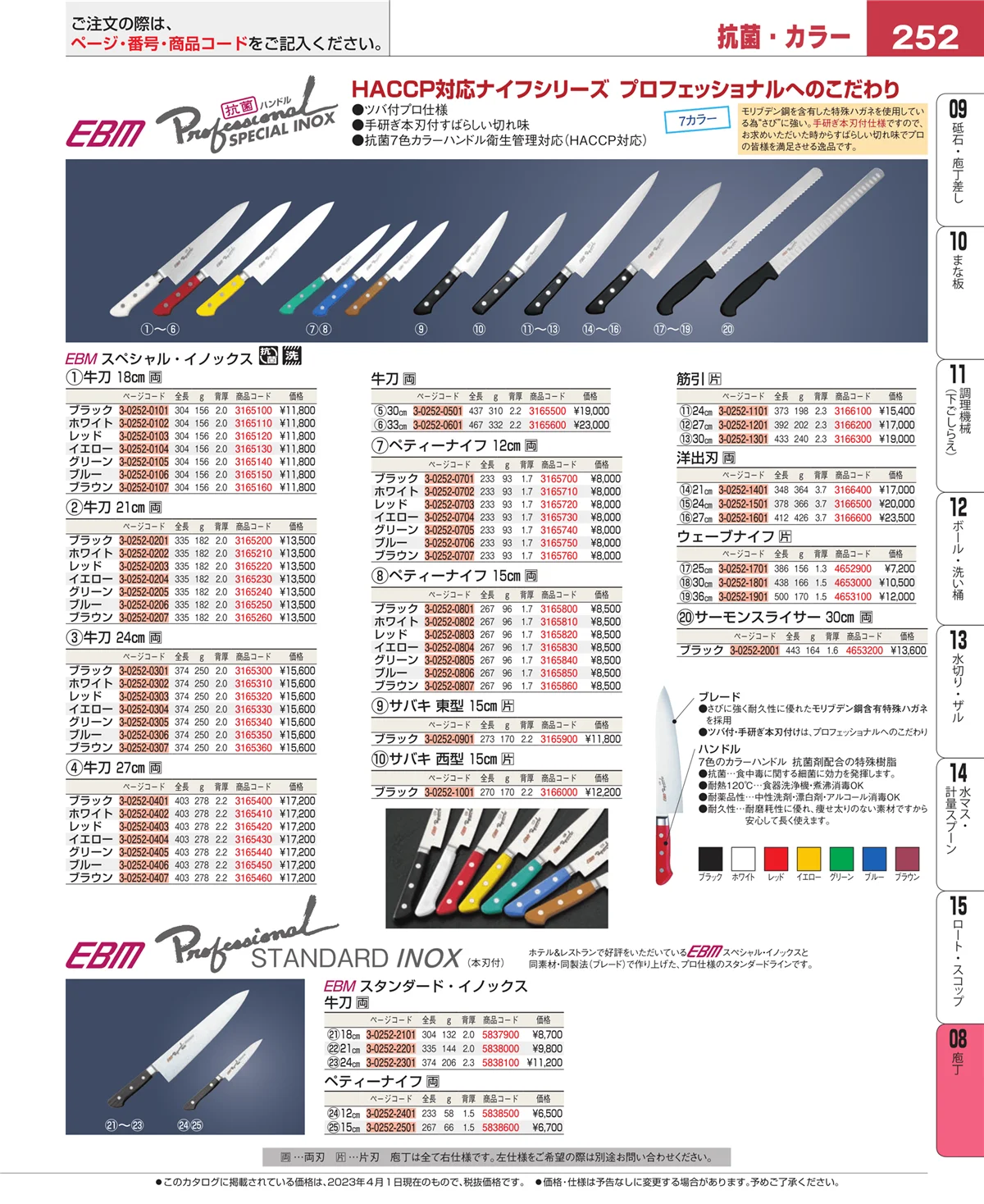 EBM業務用厨房用品カタログvol.23・ページ番号252・ホテルパン・ガストロノームパン
