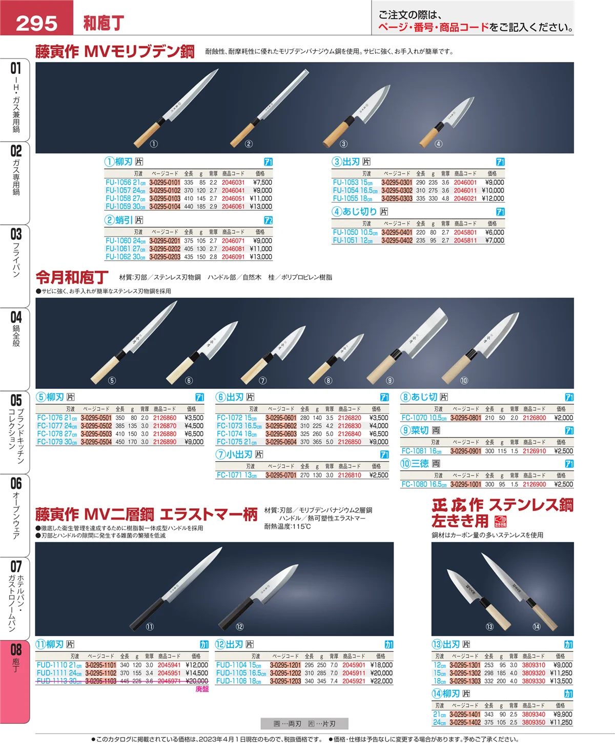 EBM業務用厨房用品カタログvol.23・ページ番号295・ホテルパン・ガストロノームパン