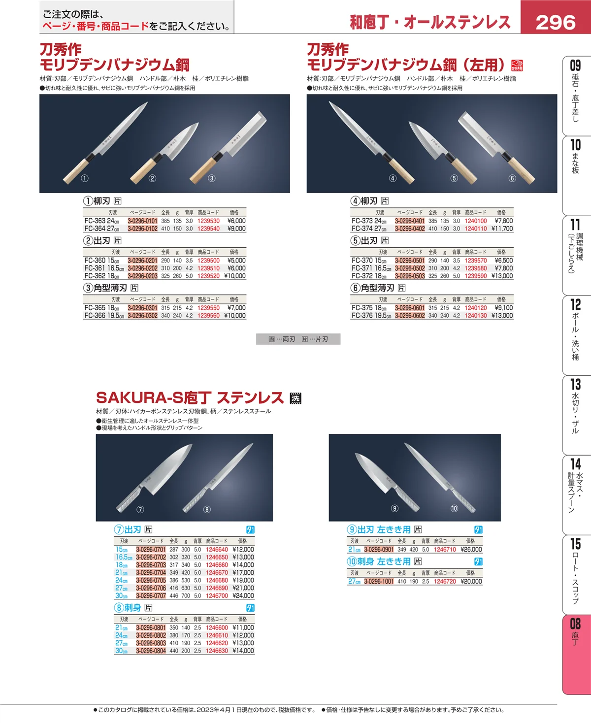 EBM業務用厨房用品カタログvol.23・ページ番号296・ホテルパン・ガストロノームパン