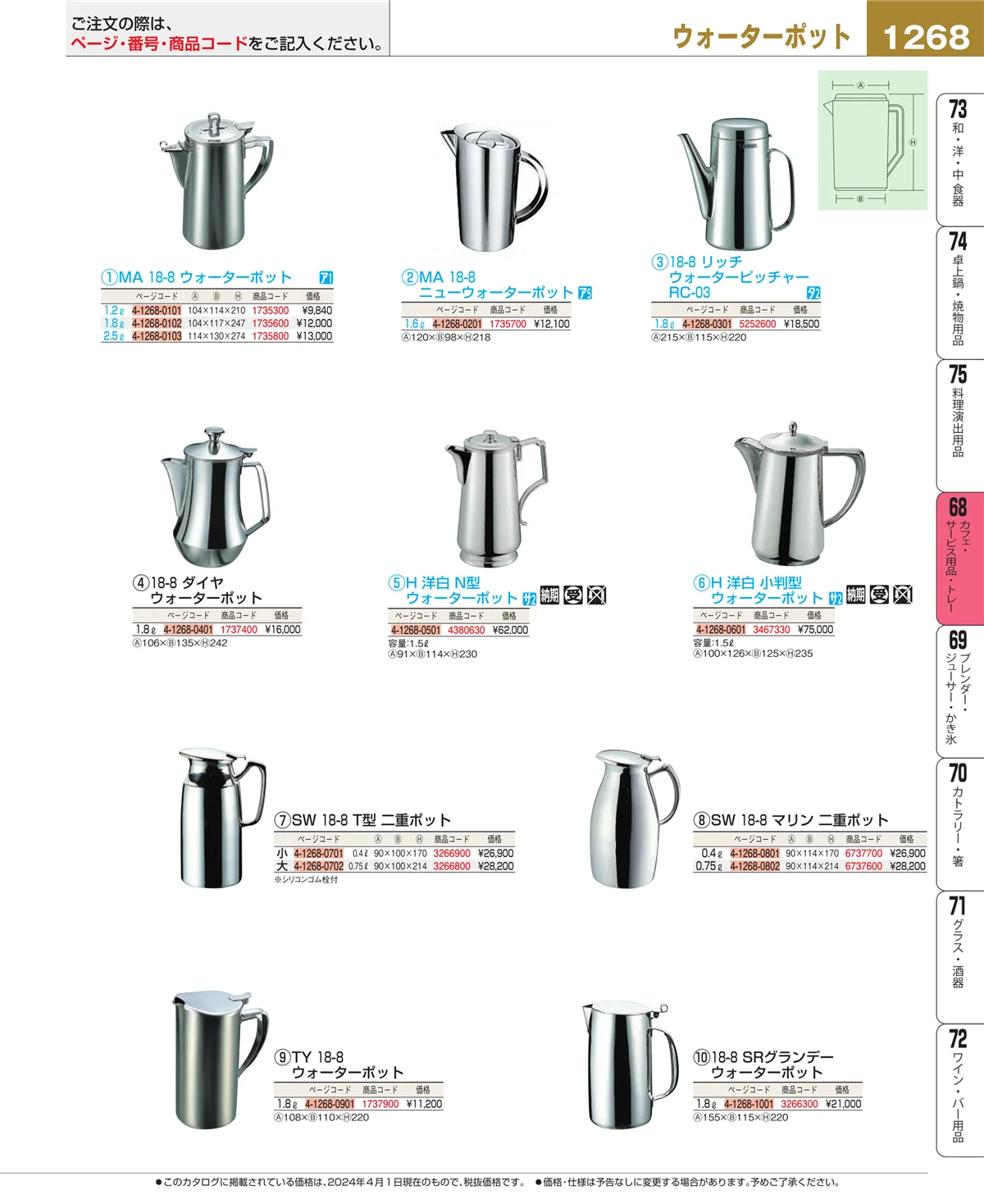 EBM業務用厨房用品カタログvol.24・ページ番号1268・ビュッフェ・宴会