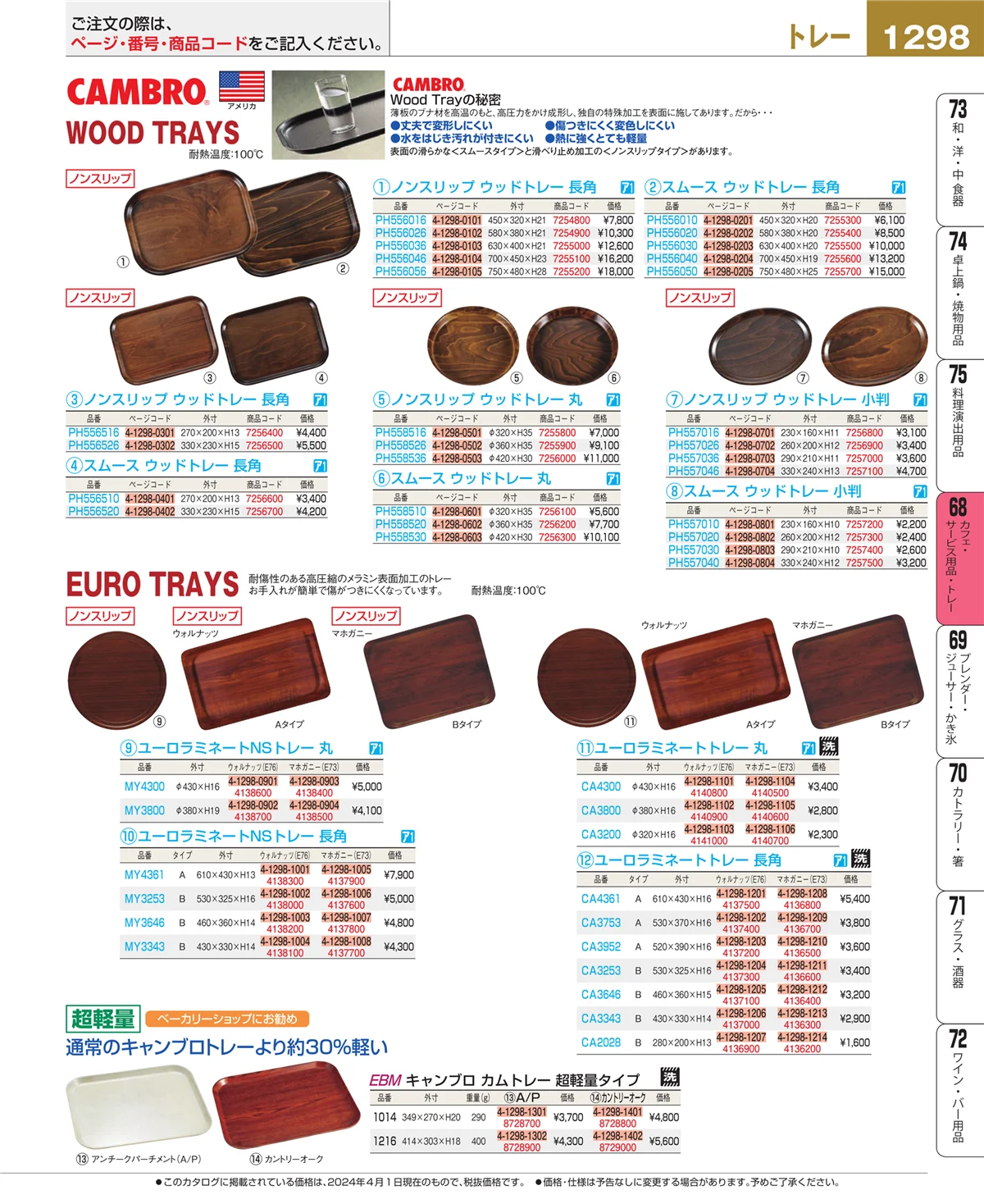 EBM業務用厨房用品カタログvol.24・ページ番号1298・ビュッフェ・宴会