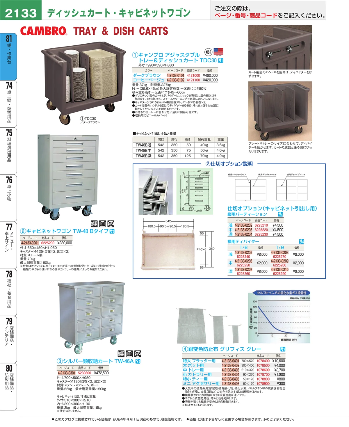EBM業務用厨房用品カタログvol.24・ページ番号2133・店舗備品・防災用品