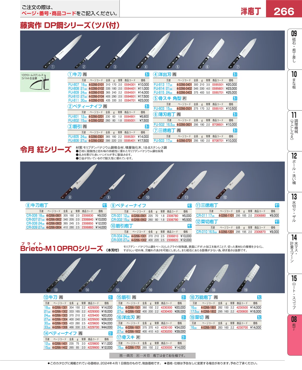 EBM業務用厨房用品カタログvol.24・ページ番号266・ホテルパン・ガストロノームパン