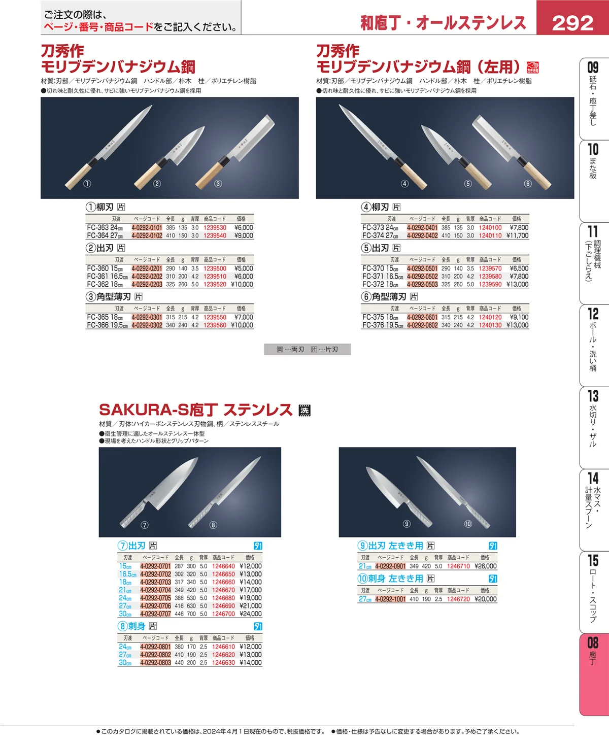 EBM業務用厨房用品カタログvol.24・ページ番号292・ホテルパン・ガストロノームパン