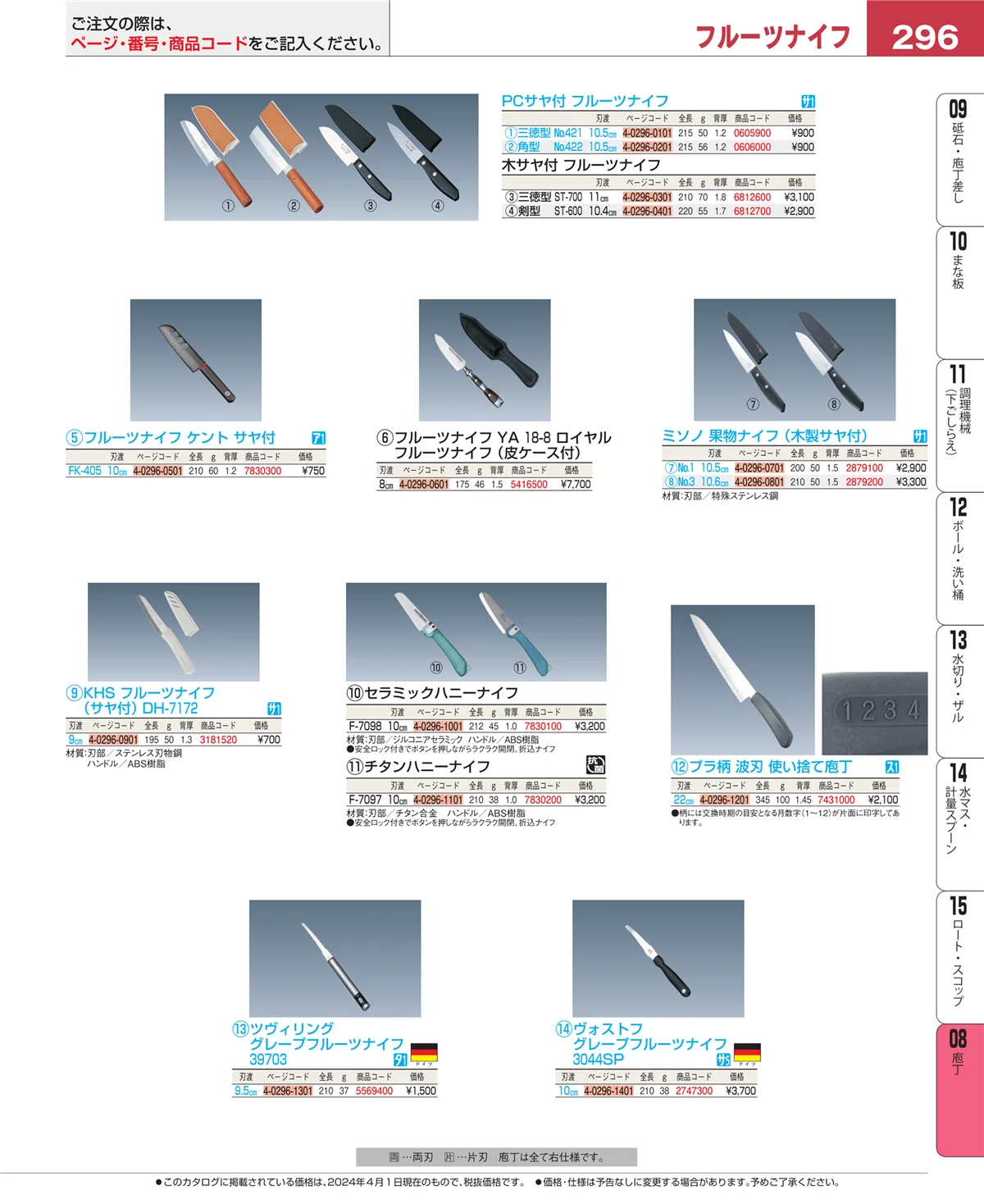 EBM業務用厨房用品カタログvol.24・ページ番号296・ホテルパン・ガストロノームパン