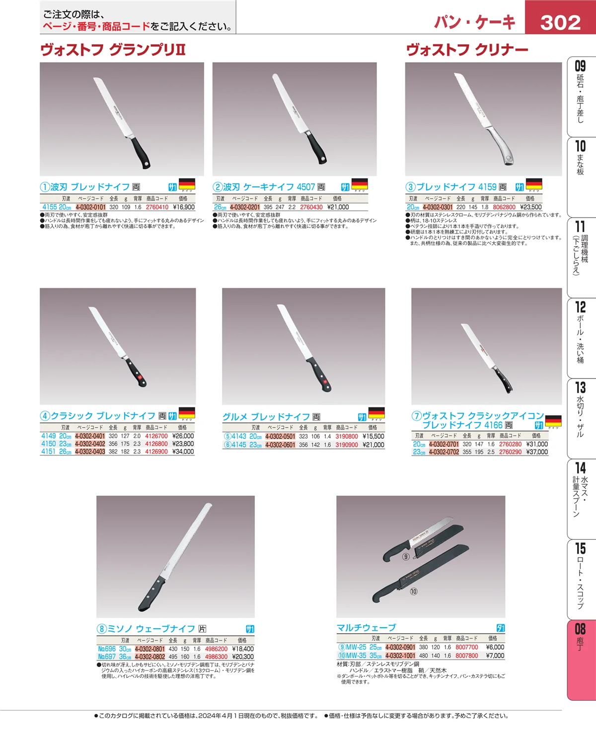 EBM業務用厨房用品カタログvol.24・ページ番号302・ホテルパン・ガストロノームパン