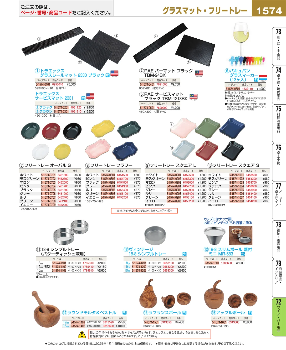EBM業務用厨房用品カタログvol.25・ページ番号1574・グラス・酒器