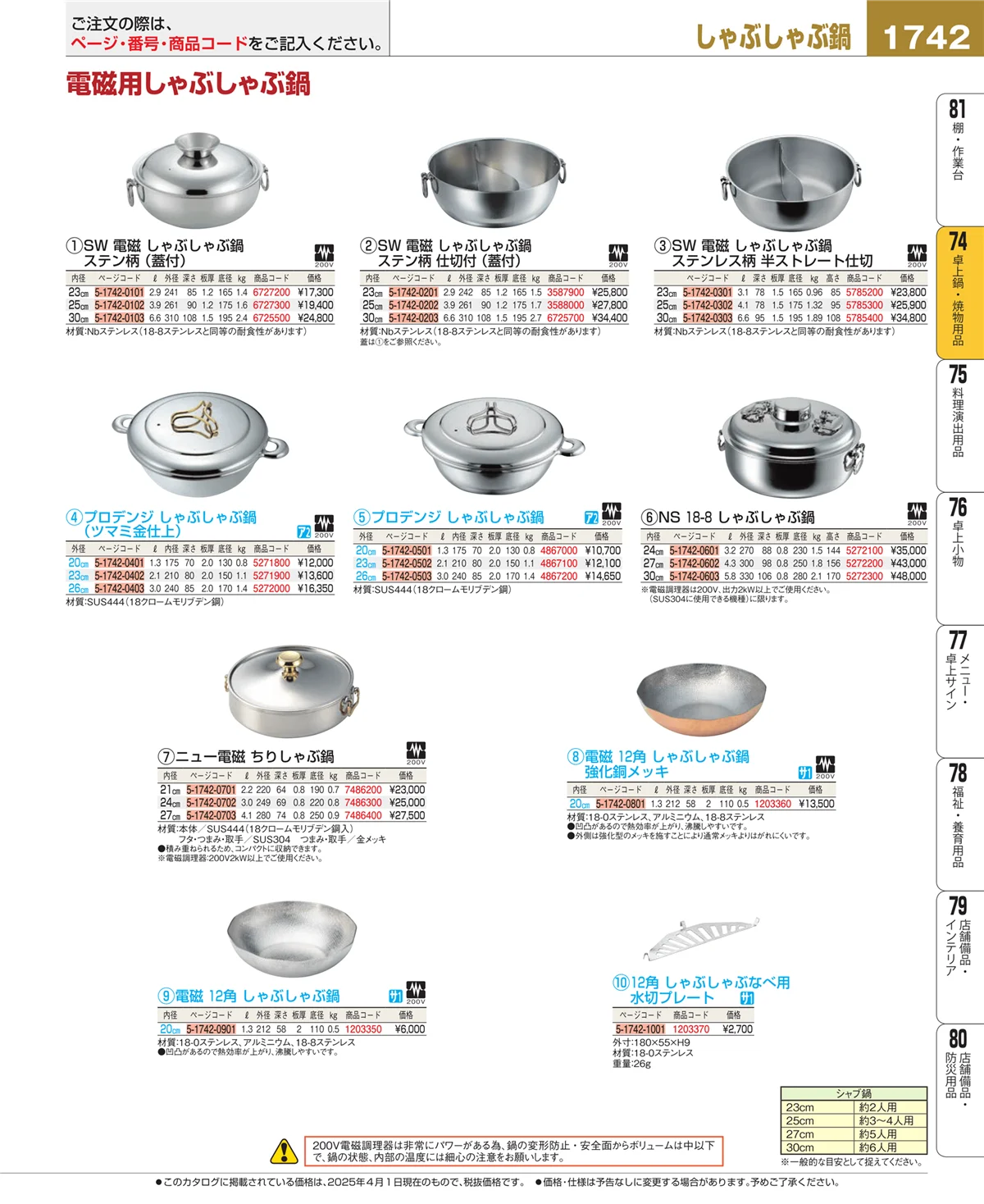 EBM業務用厨房用品カタログvol.25・ページ番号1742・和・洋・中 食器