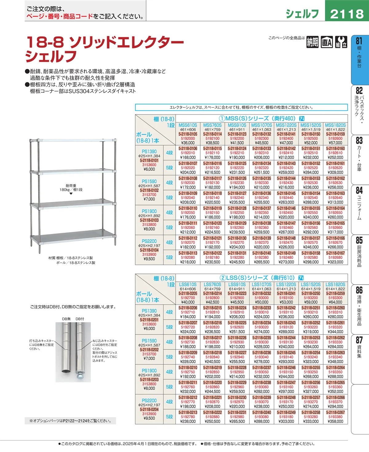 EBM業務用厨房用品カタログvol.25・ページ番号2118・店舗備品・防災用品