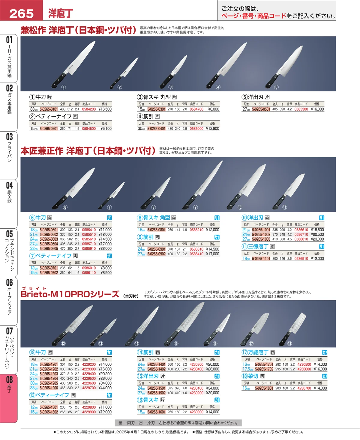 EBM業務用厨房用品カタログvol.25・ページ番号265・ホテルパン・ガストロノームパン