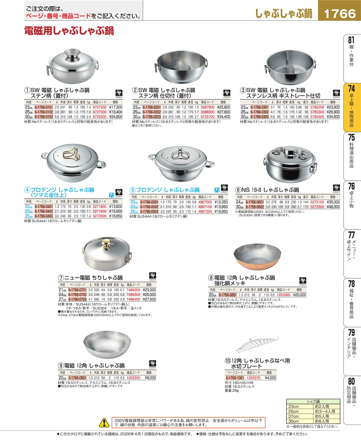 EBM業務用厨房用品カタログvol.26・ページ番号1766・和・洋・中 食器