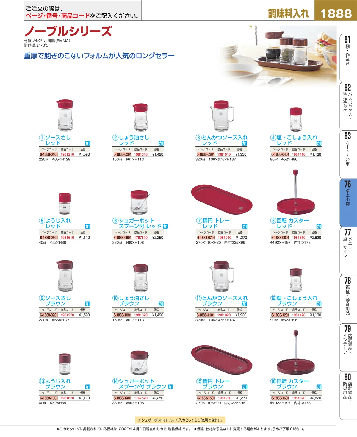 EBM業務用厨房用品カタログvol.26・ページ番号1888・料理演出用品