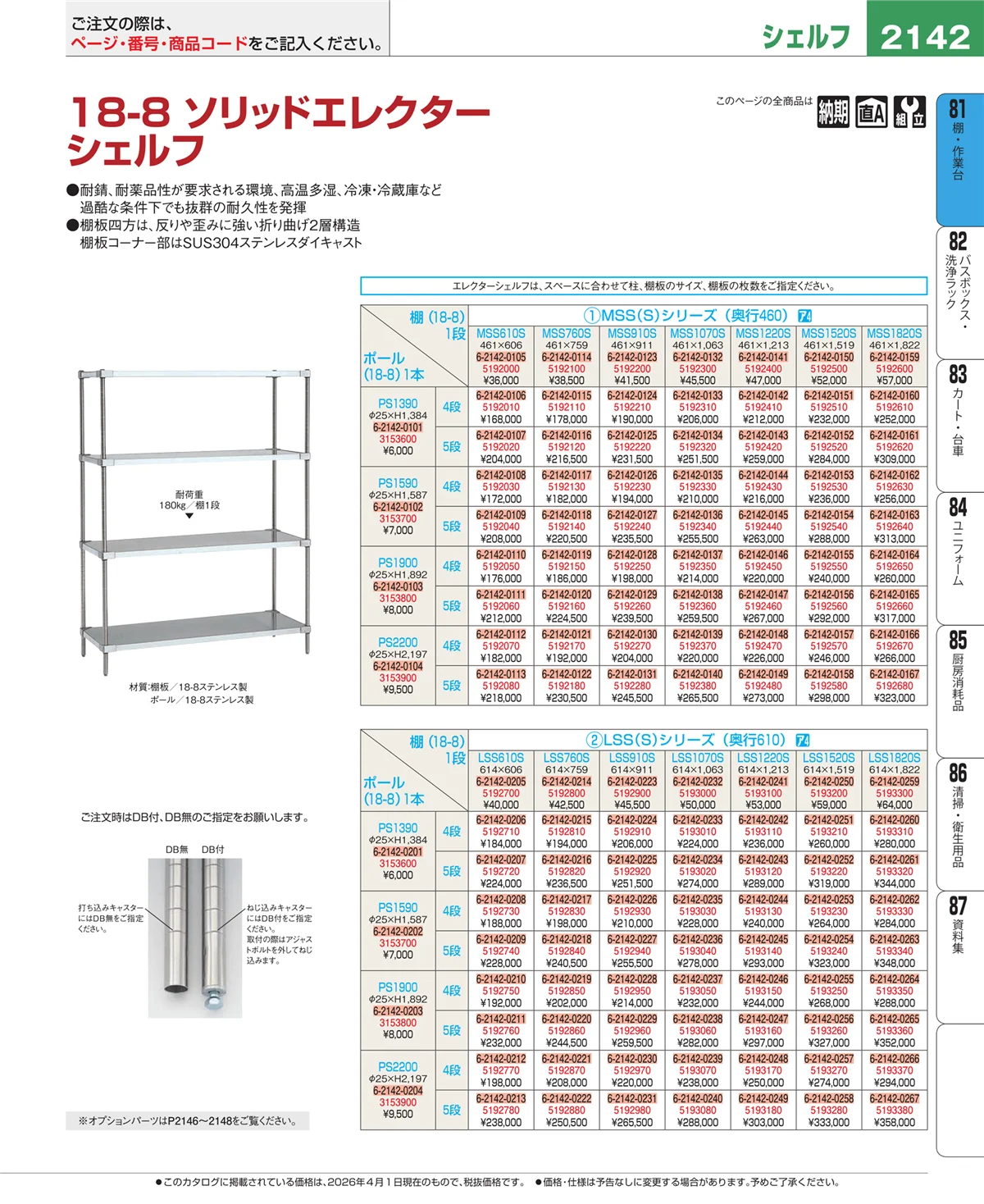 EBM業務用厨房用品カタログvol.26・ページ番号2142・店舗備品・防災用品