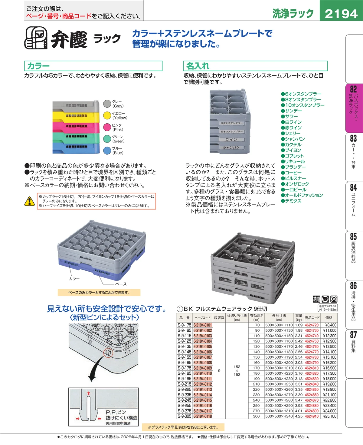 EBM業務用厨房用品カタログvol.26・ページ番号2194・棚・作業台