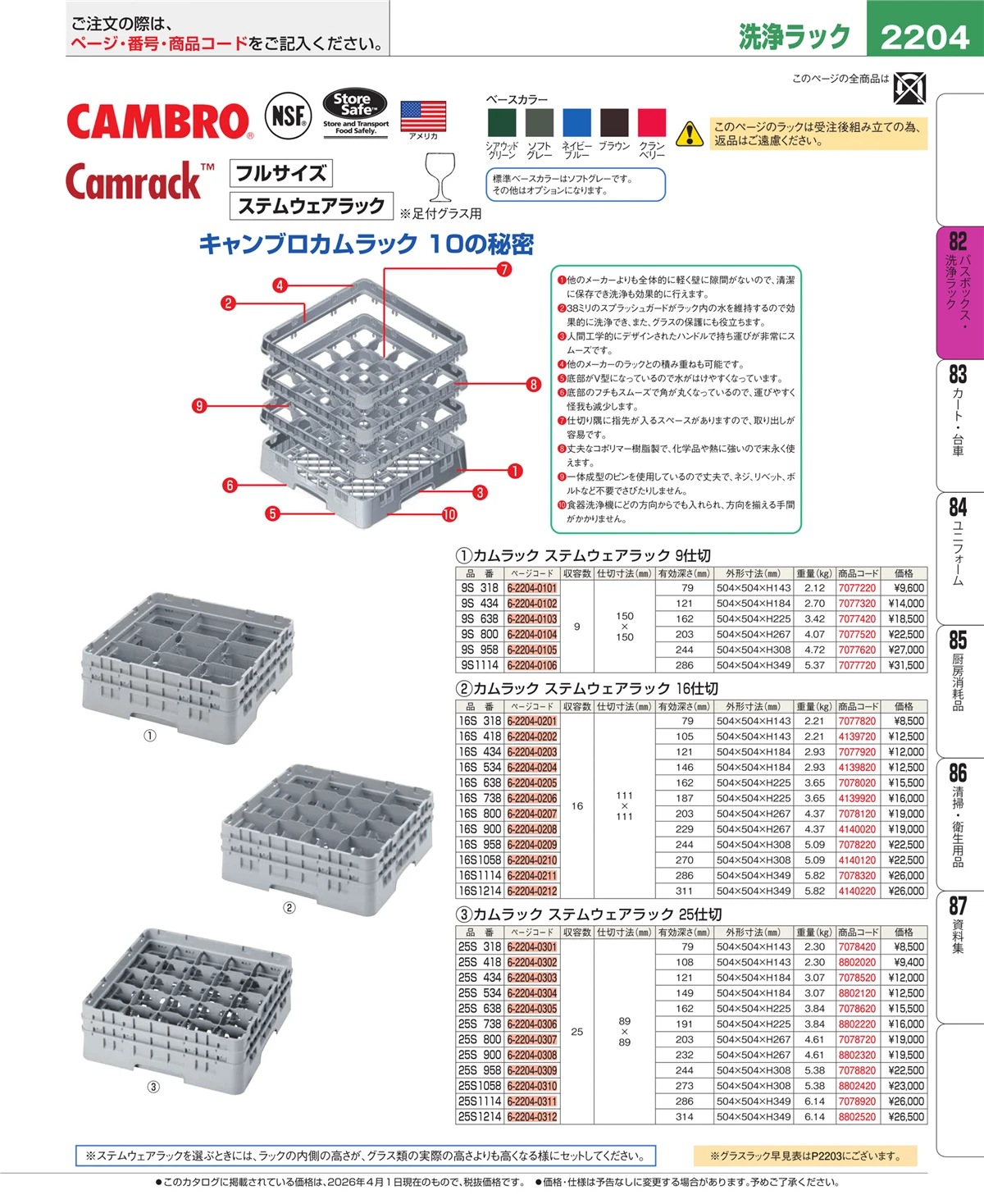 EBM業務用厨房用品カタログvol.26・ページ番号2204・棚・作業台