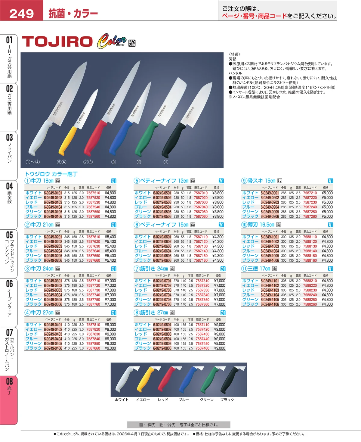EBM業務用厨房用品カタログvol.26・ページ番号249・ホテルパン・ガストロノームパン