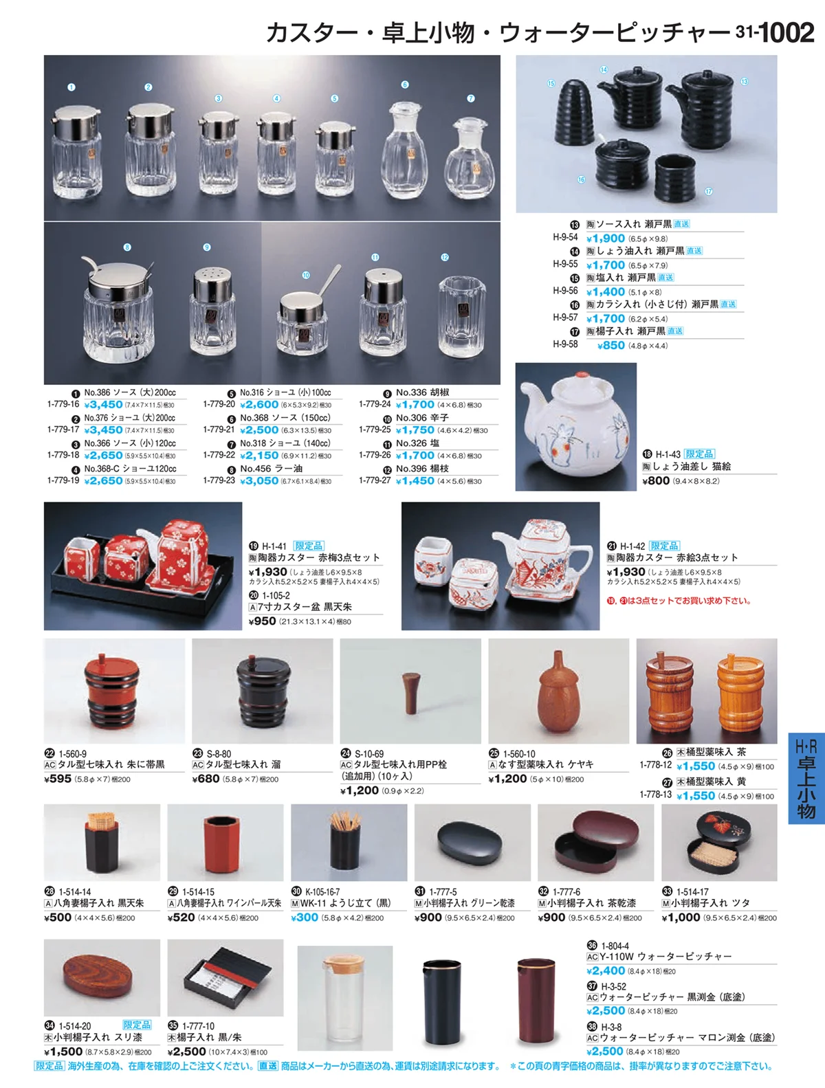 割烹漆器vol.31・ページ番号1002・醤油入れ・カスター