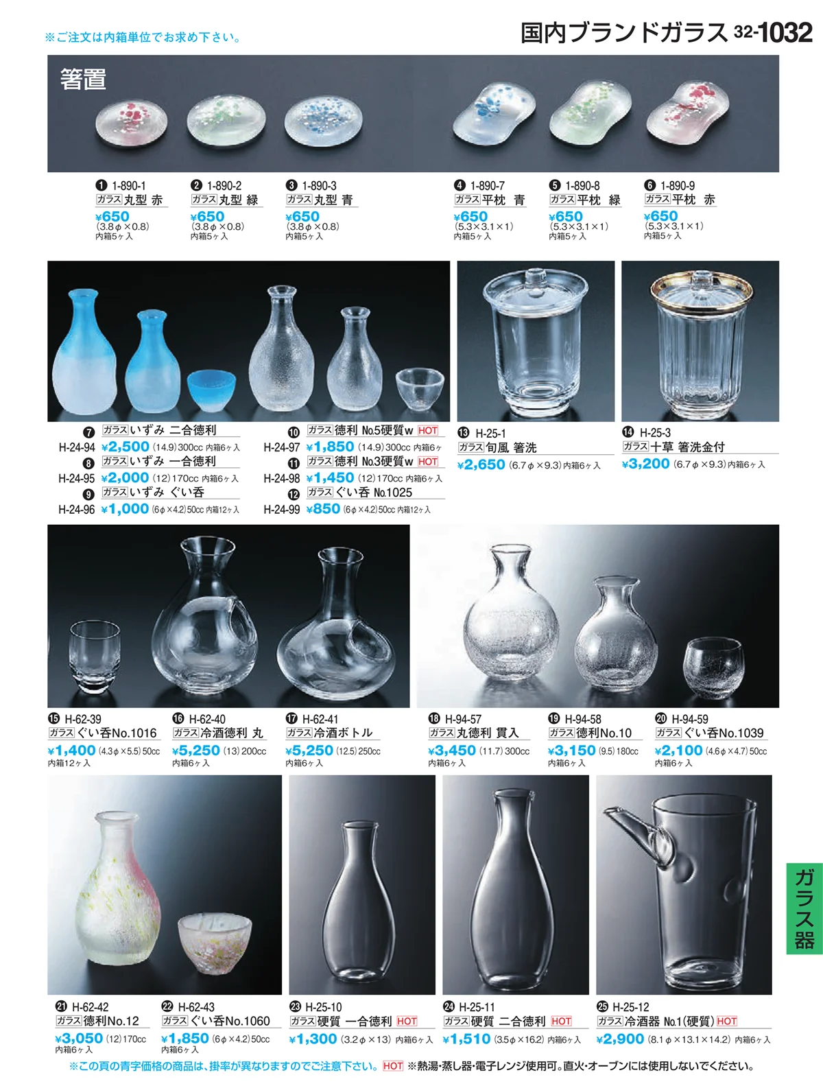 割烹漆器vol.32・ページ番号1032・ガラス器