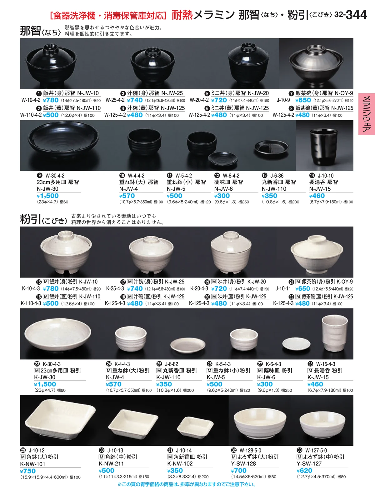 割烹漆器vol.32・ページ番号344・メラミンウェア