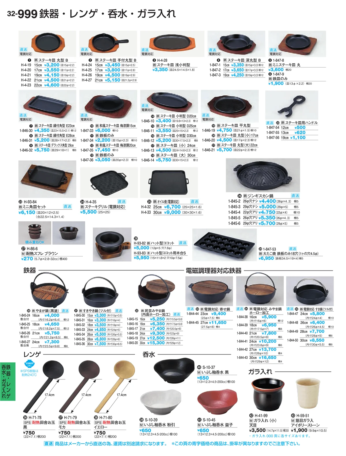 割烹漆器vol.32・ページ番号999・鉄器 ・レンゲ
呑水・ガラス入れ