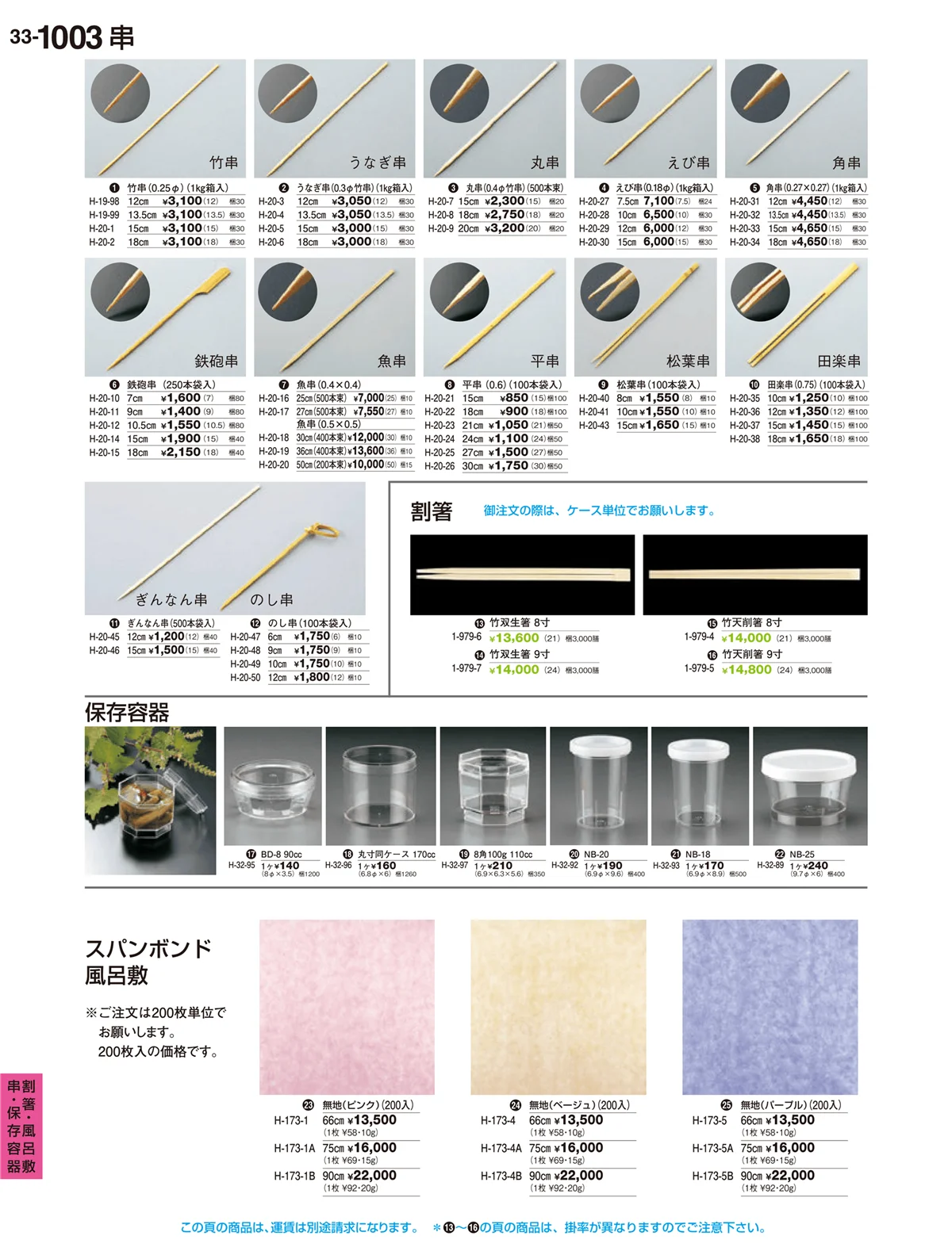 割烹漆器vol.33・ページ番号1003・割箸・風呂敷・串・保存容器