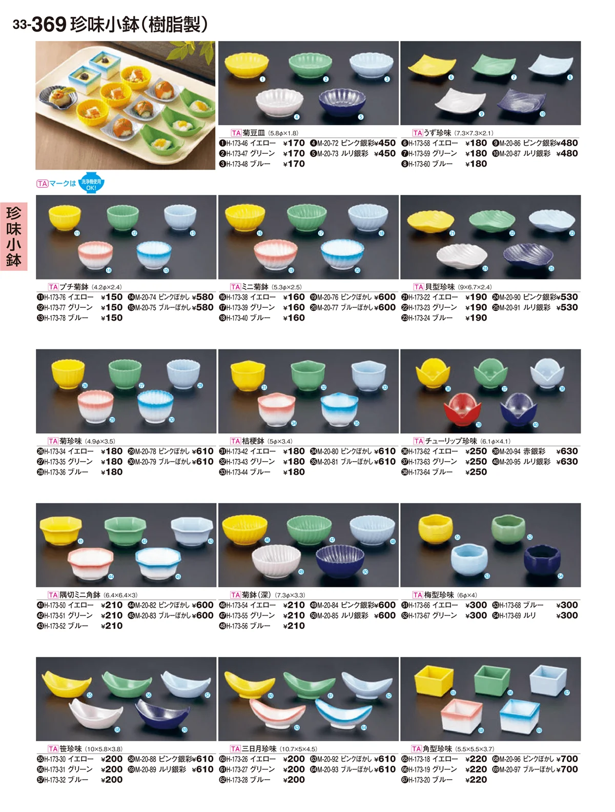 割烹漆器vol.33・ページ番号369・珍味小鉢・酒器・ミニ小鉢