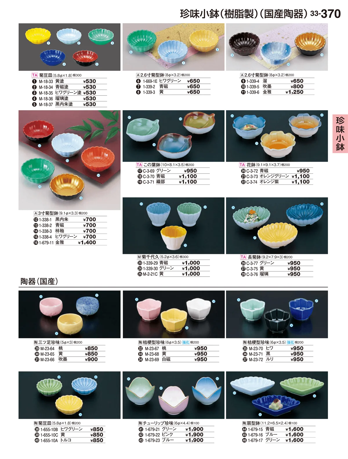 割烹漆器vol.33・ページ番号370・珍味小鉢・酒器・ミニ小鉢