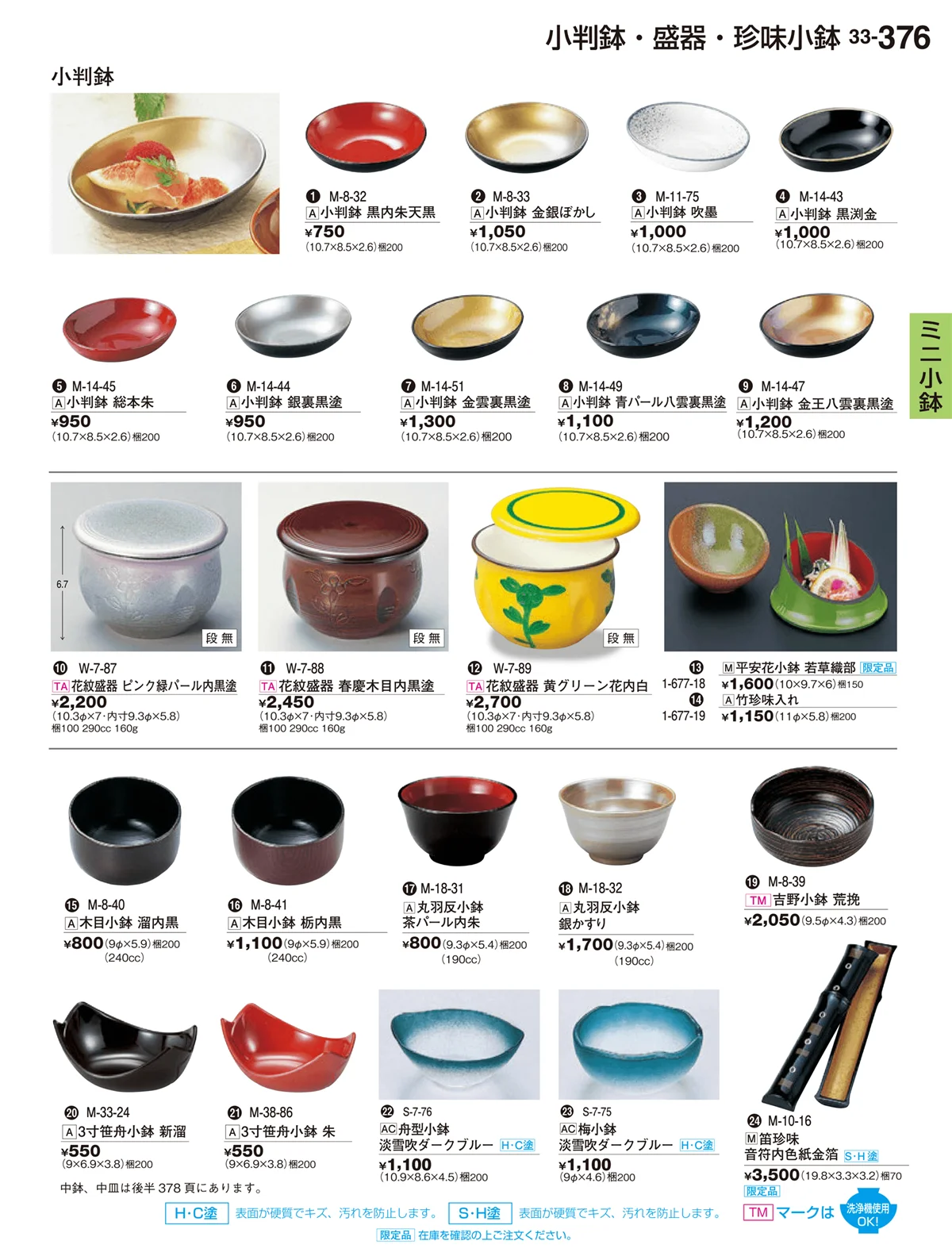 割烹漆器vol.33・ページ番号376・珍味小鉢・酒器・ミニ小鉢