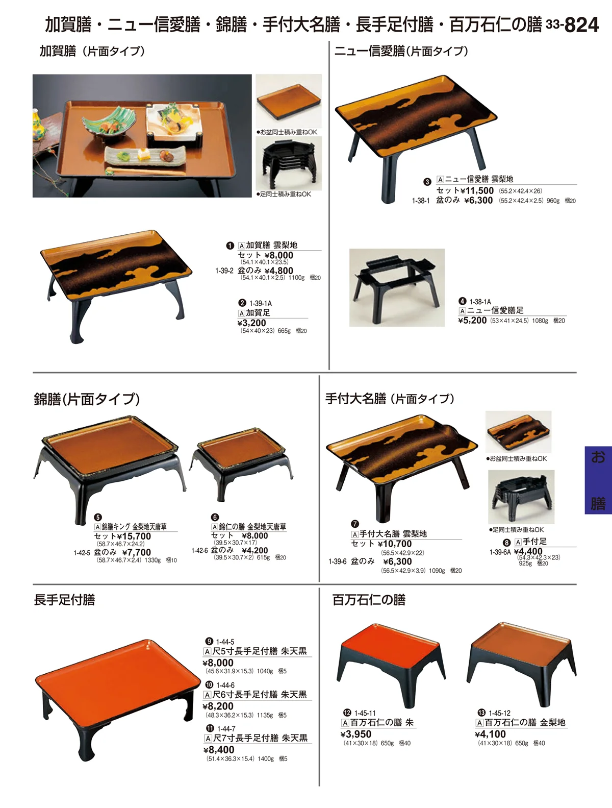 割烹漆器vol.33・ページ番号824・お膳