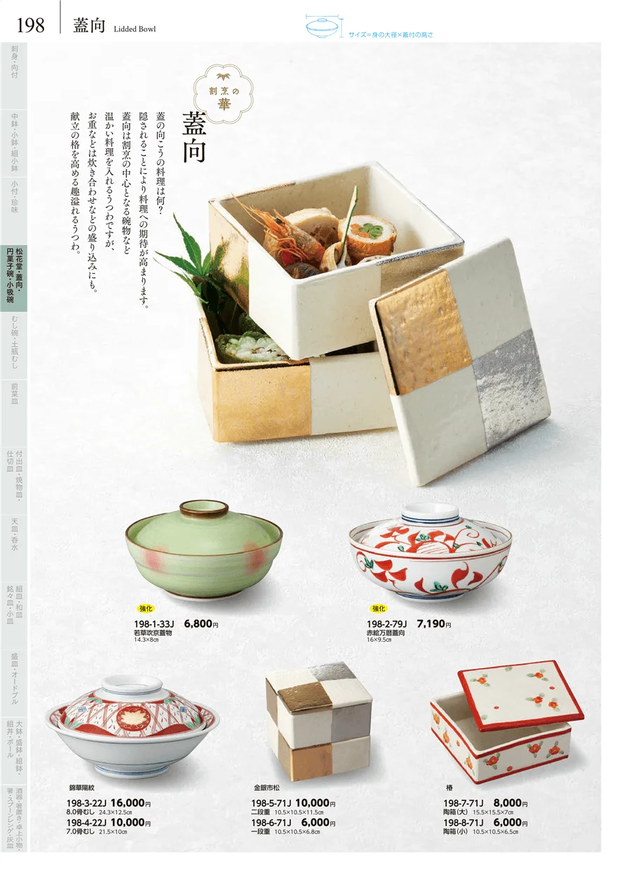 松花堂・蓋向・円菓子碗・小吸碗 ページ198